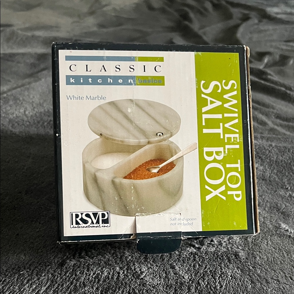 Classic White Marble Swivel Top Salt Box